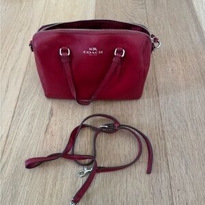 Coach Red Leather Satchel with Strap